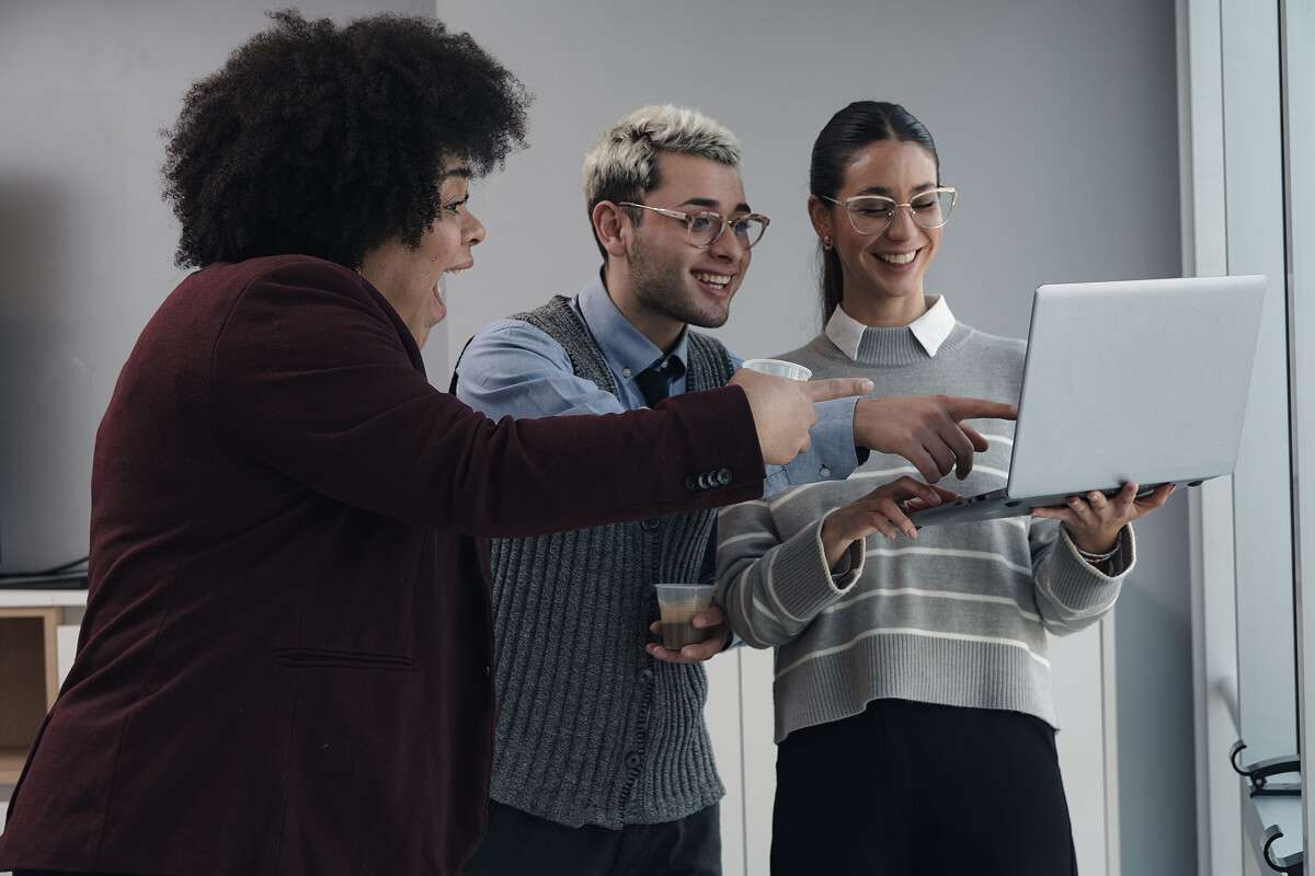 A group of colleagues celebrating a successful project