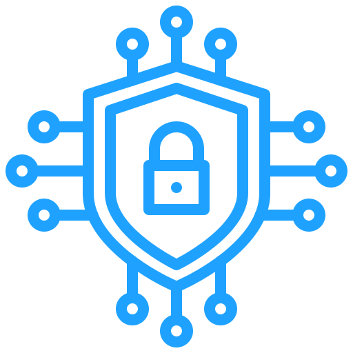 An icon representing cybersecurity, data encryption, and network protection