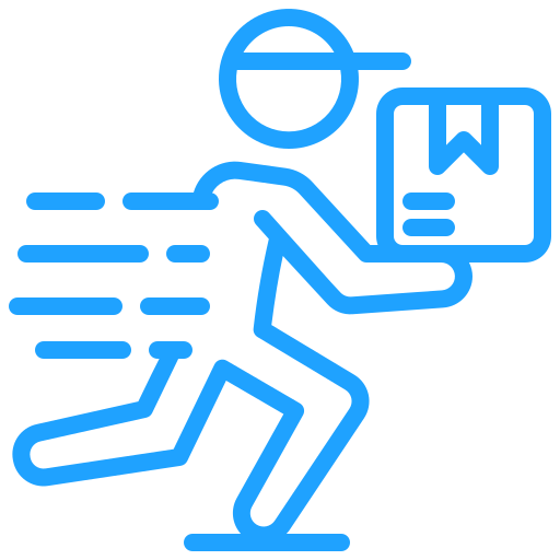 A vector icon representing a courier delivery service.