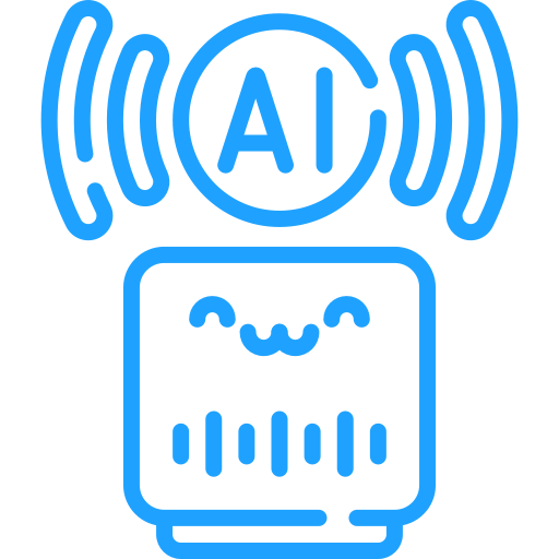 An icon representing Artificial Intelligence (AI) and voice technology